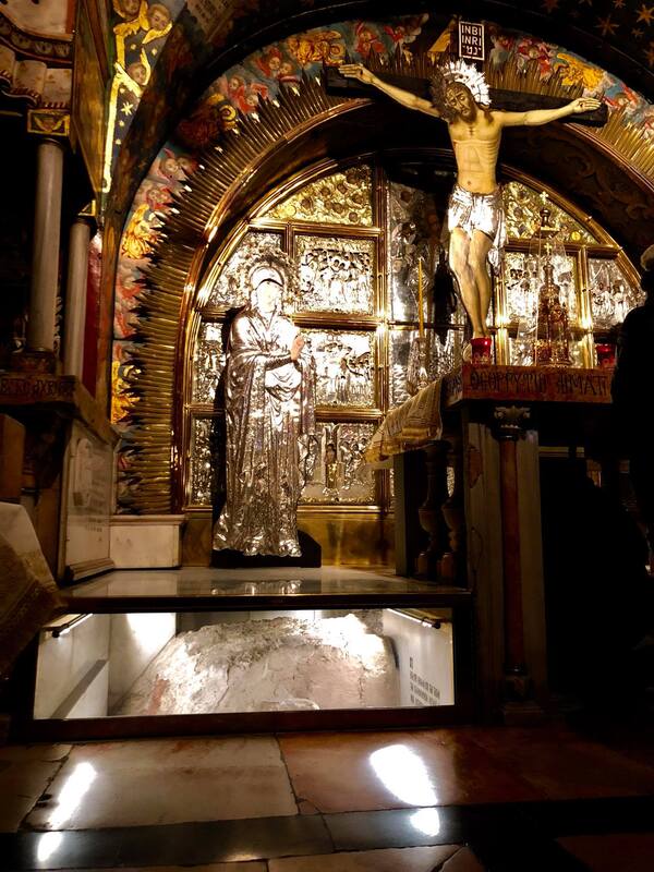 The original bedrock within the Church of the Holy Sepulchre.