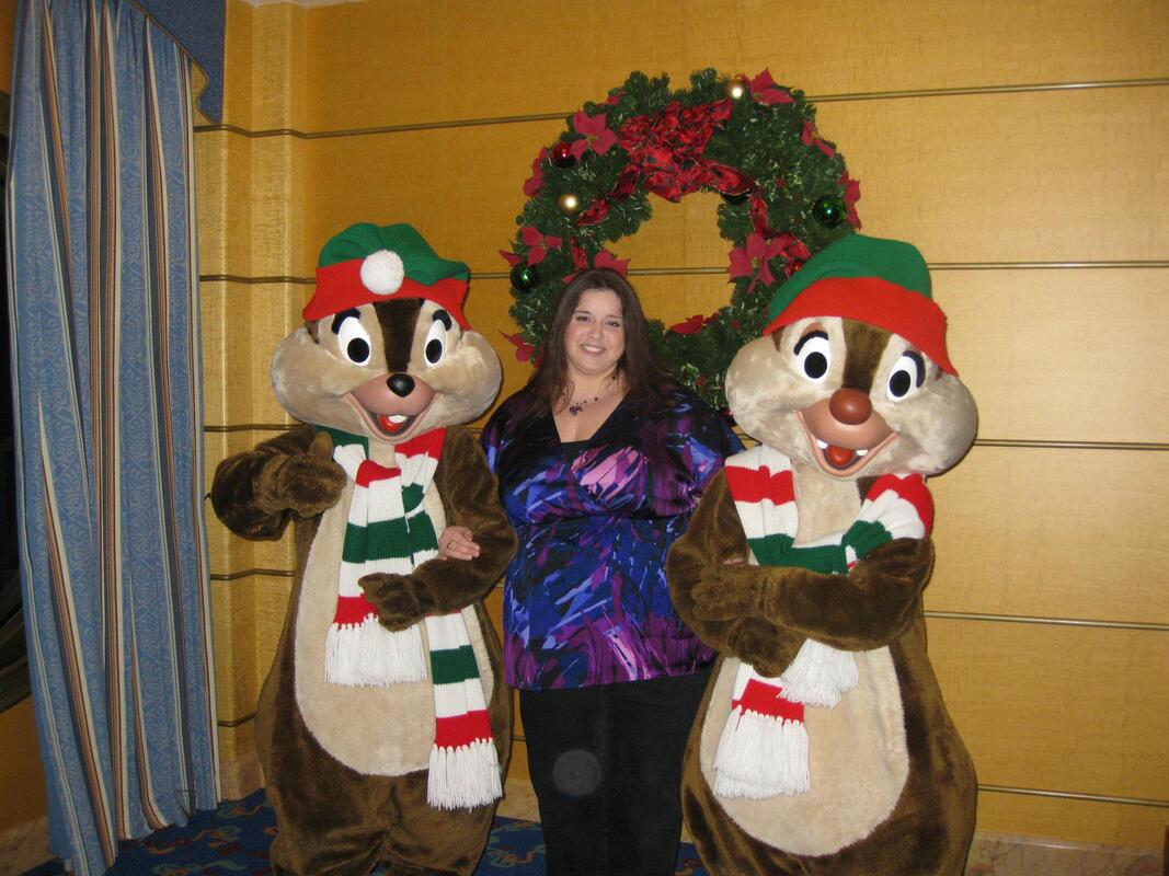 Girl with Christmas Chip and Dale 