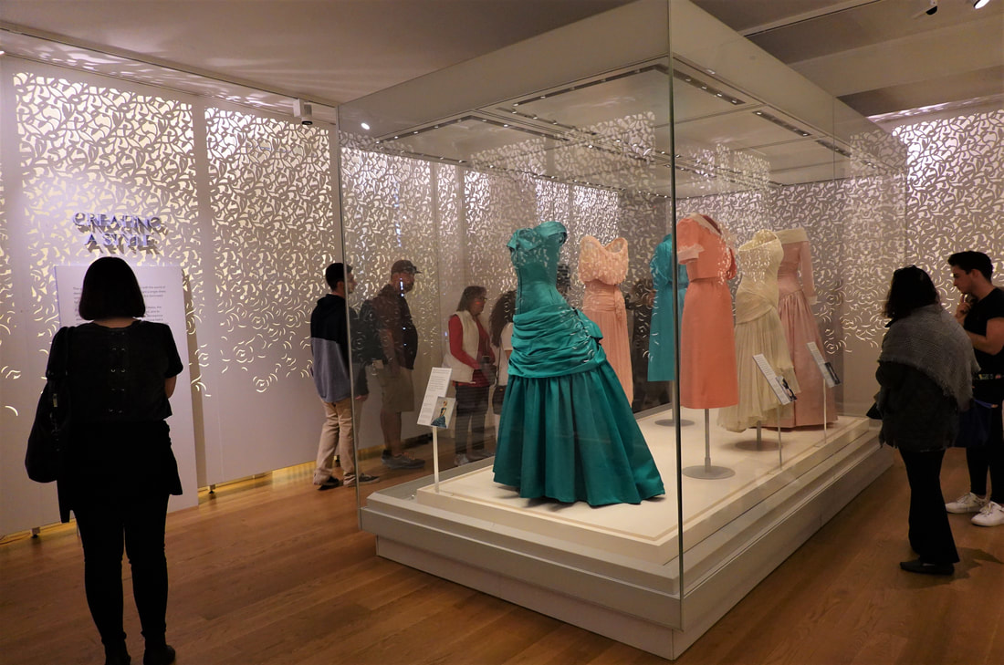 Some of Princess Diana's dresses on display at her exhibition currently at Kensington Palace