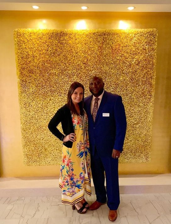 Christine with Brentwood Travel's Norwegian Cruise Line's Business Development Manager, Clarence Harris before dinner one evening