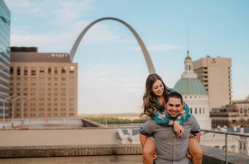 Couple posing in downtown Saint Louis Missouri