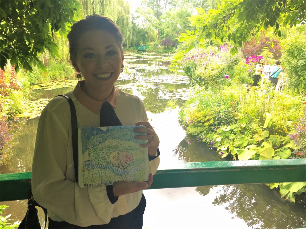 Missi on Claude Monet’s Japanese Bridge in Giverny.