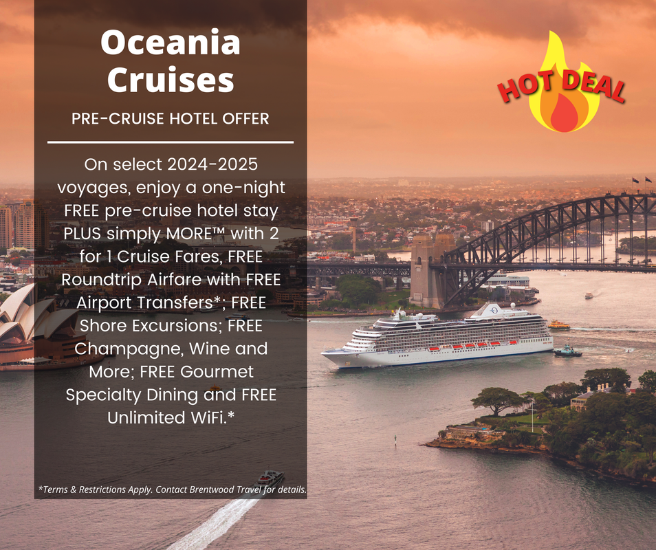 Oceania Cruises OLife Ultimate: (Receive 2 for 1 Cruise Fares, Free Rountrip Airfare* with Airport Transfers* + All 3 for FREE: FREE - Up to 8 Shore Excursions, FREE - Beverage Package, FREE - Up to $800 Shipboard Credit Amenities are per stateroom)*