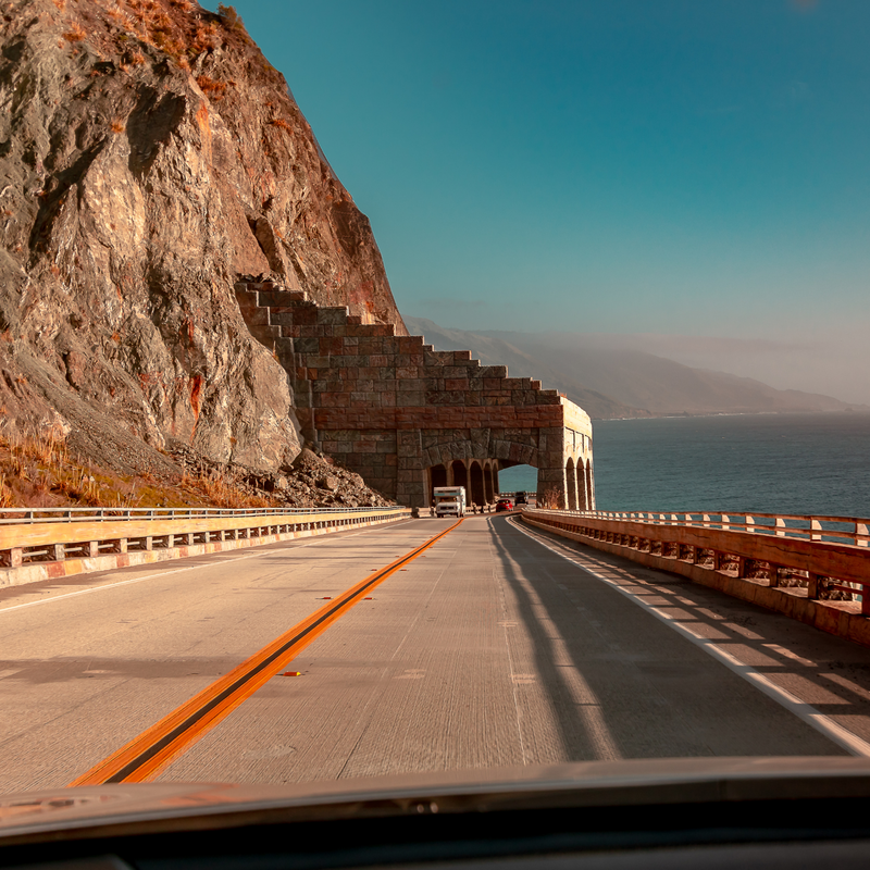 Empty road on the Pacific Highway in California