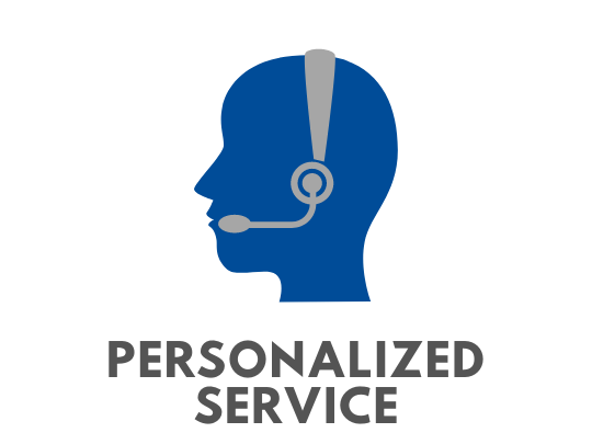 face with headset with words personalized service