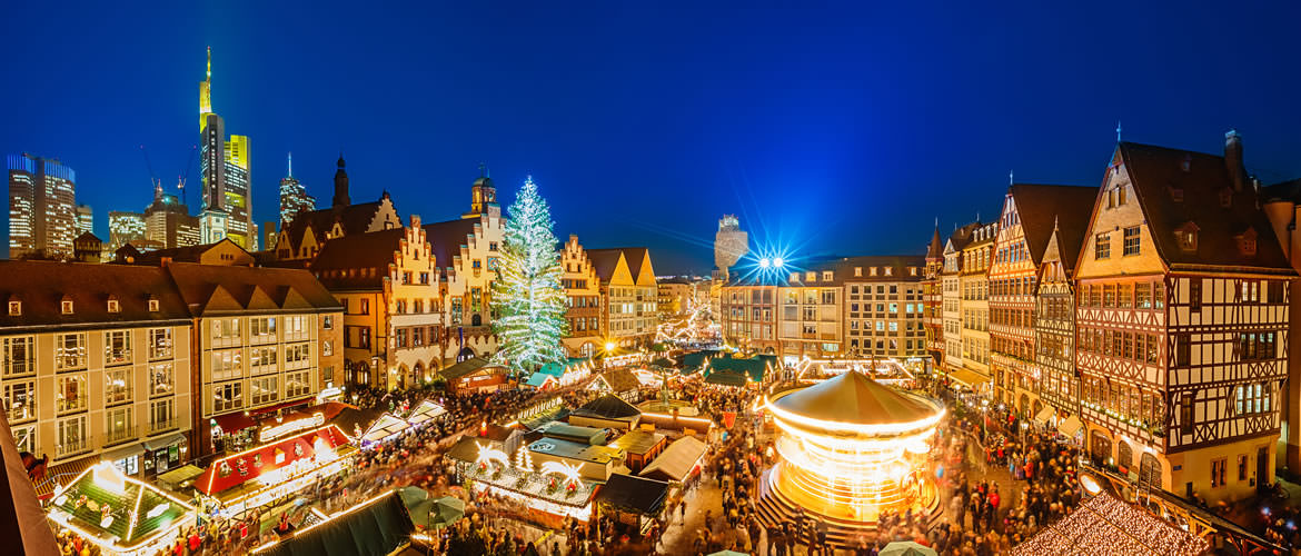 Christmas Market at night with lights
