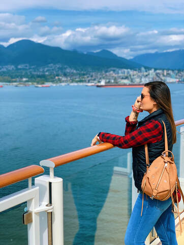 Christine on board Norwegian Joy in Vancouver