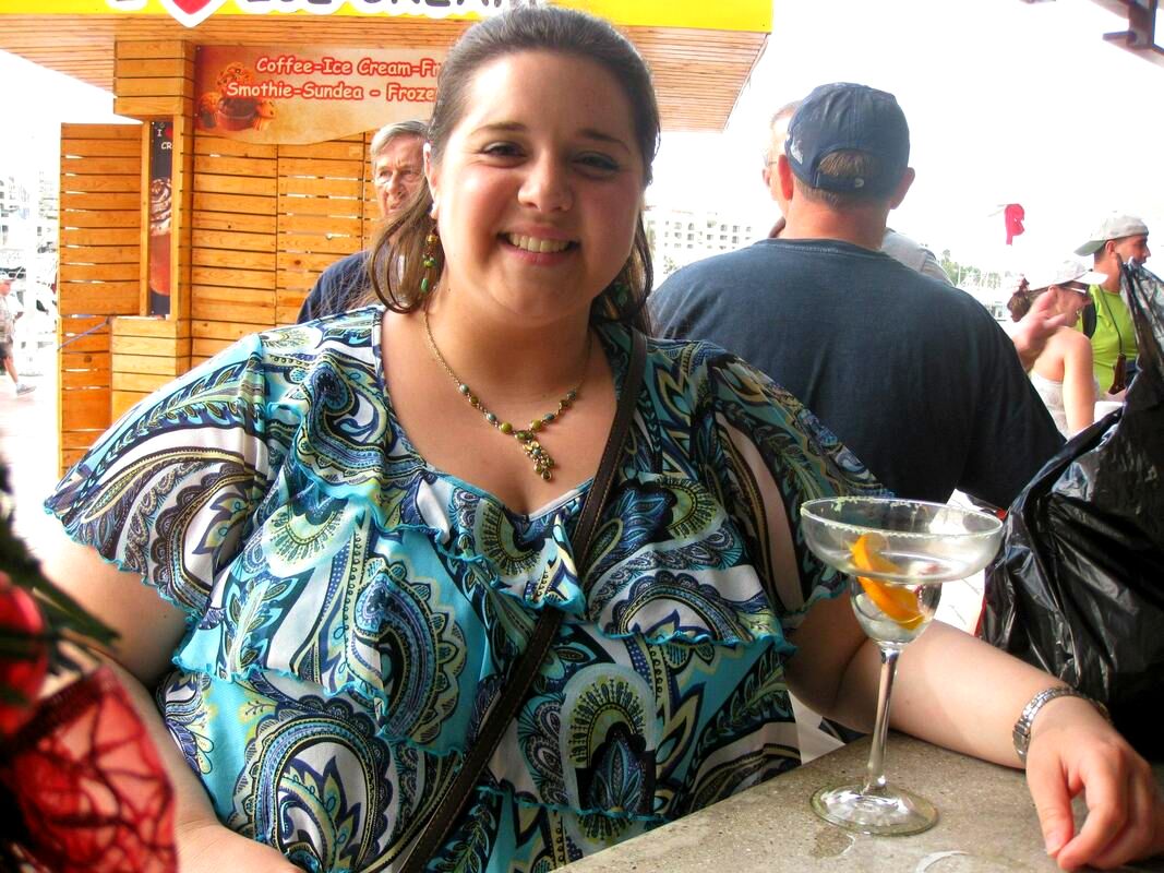 Ashley enjoying a margarita in Cabo, Mexico