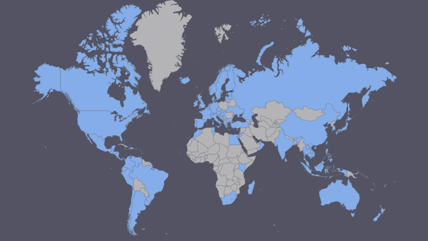 Map of Countries  our staff has visited